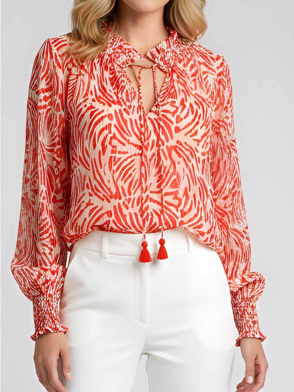 La Plage Virginia Top- Jungle Dot- Gold Georgette Orange/Bliss